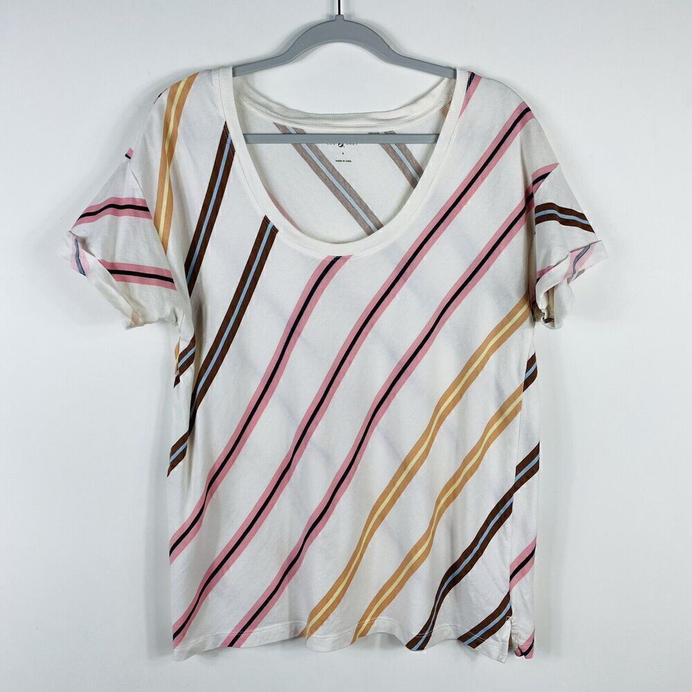 Lou & Grey Size Small Striped Short Sleeve Softserve Tee Top 100% Cotton